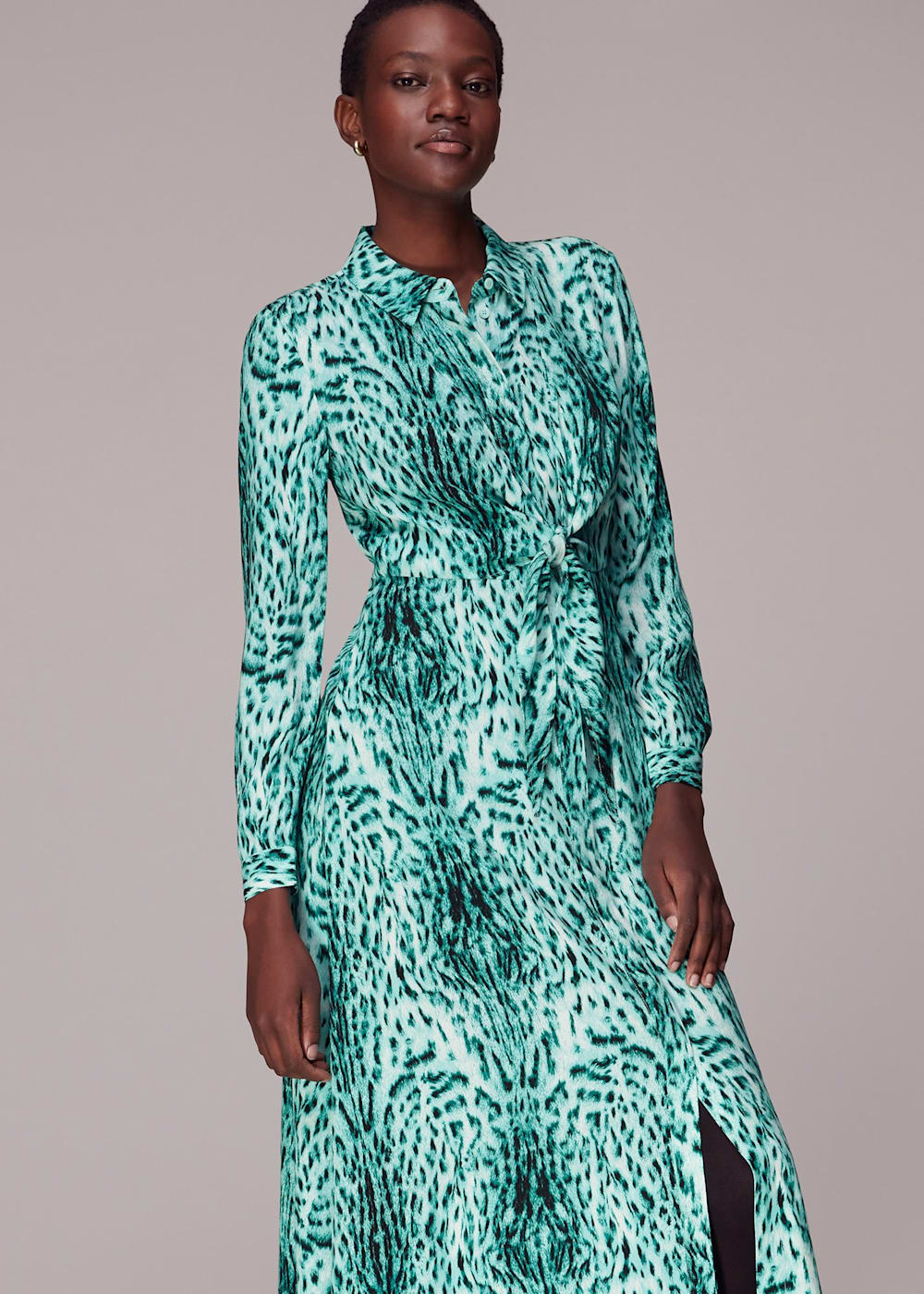 Whistles green leopard print dress deals